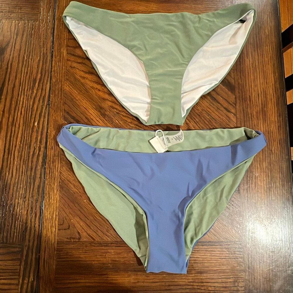 Pinkblush Maternity Reversible Bikini Bottoms Sage Green NWT Size Small Set 2